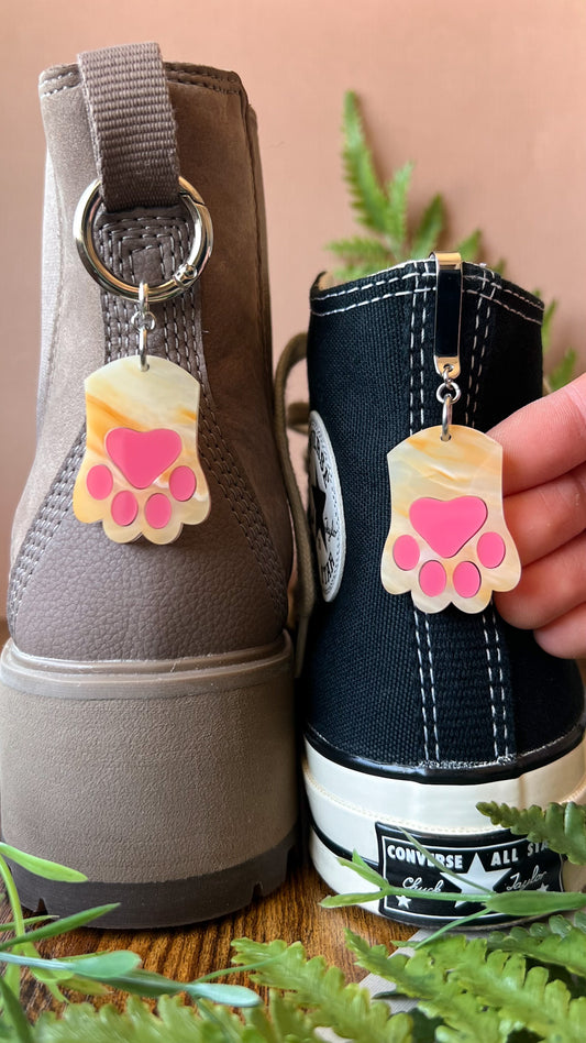 Orange Tabby Cat Paw Shoe Accessory | Pull Loop, Shoe Charm, High Top Sneaker or Boot Charm, Acrylic Keychain