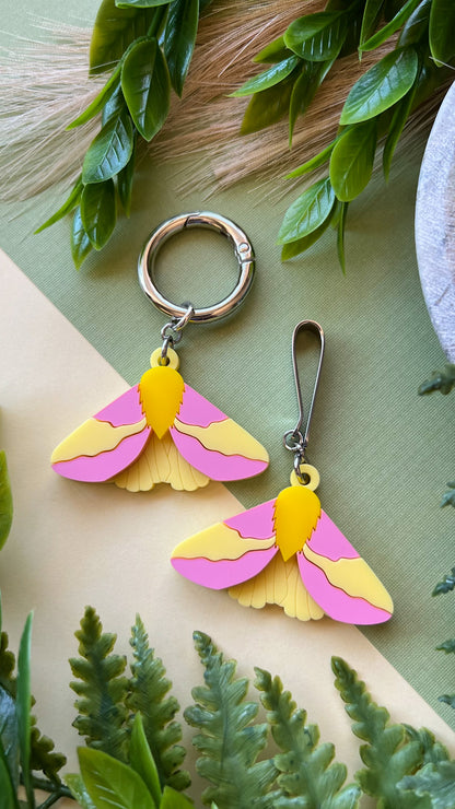 Rosy Maple Moth Shoe Accessory | Pull Loop, Shoe Charm, High Top Sneaker or Boot Charm, Acrylic Keychain