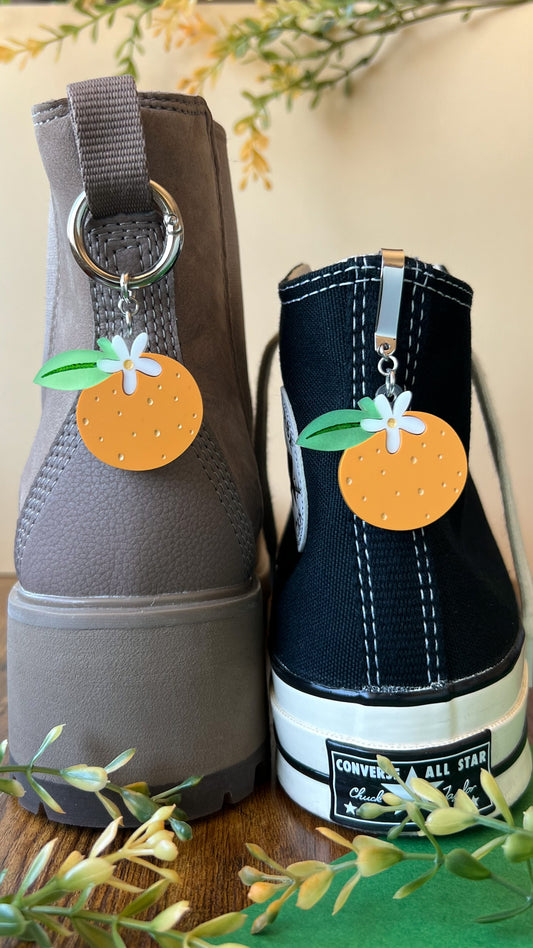 Orange Blossom Shoe Accessory | Pull Loop, Shoe Charm, High Top Sneaker or Boot Clip, Shoe or Bag Keychain