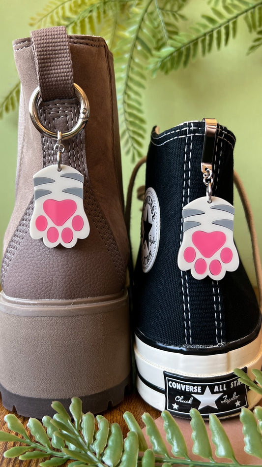 Striped Cat Paw Shoe Accessory | Pull Loop, Shoe Charm, High Top Sneaker or Boot Clip, Shoe or Bag Accessory