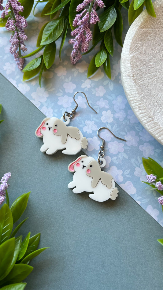Bunny Earrings | Grey Bunny Rabbit Hare Acrylic Earrings