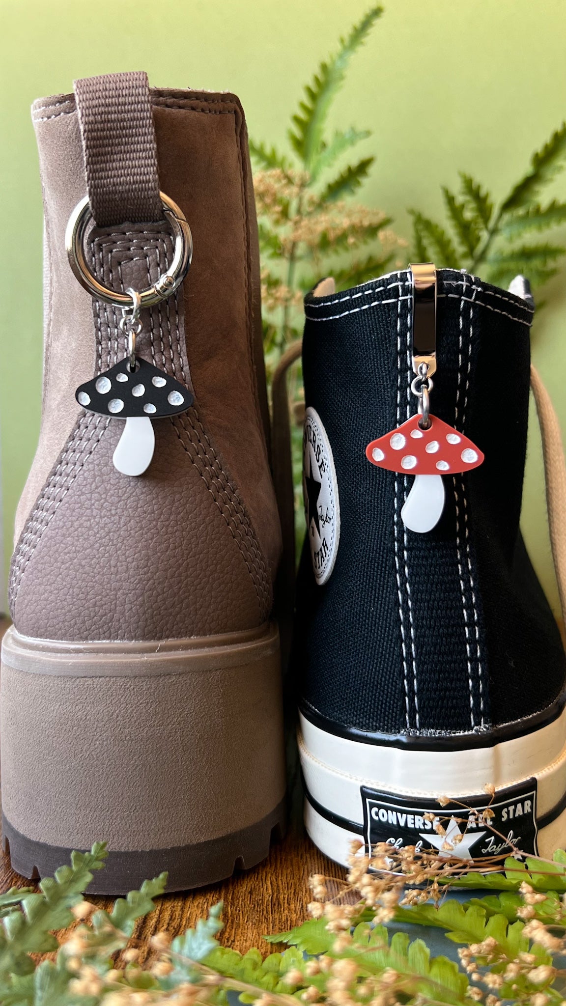 Mushroom Shoe Accessory | Pull Loop, Shoe Charm, High Top Sneaker or Boot Clip, Shoe or Bag Keychain