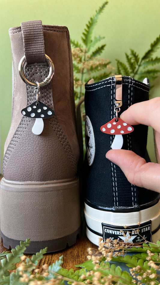 Mushroom Shoe Accessory | Pull Loop, Shoe Charm, High Top Sneaker or Boot Clip, Shoe or Bag Keychain