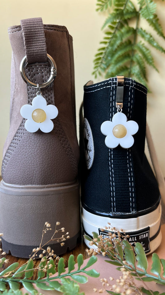 Retro Flower Shoe Accessory | Pull Loop, Shoe Charm, High Top Sneaker or Boot Clip, Shoe or Bag Keychain