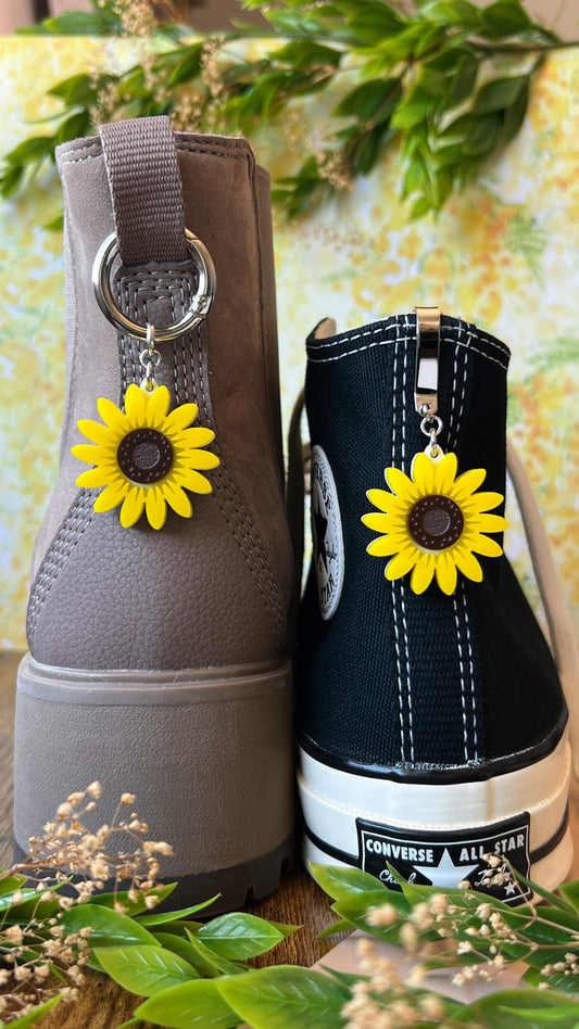 Sunflower Shoe Accessory | Pull Loop, Shoe Charm, High Top Sneaker or Boot Clip, Shoe or Bag Keychain