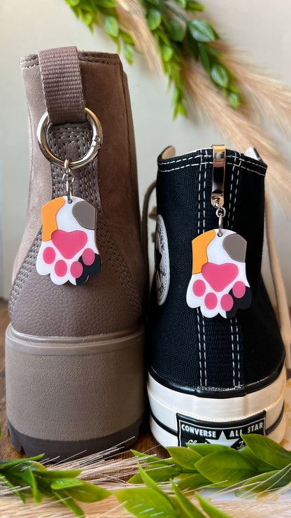 Calico Cat Paw Shoe Accessory | Pull Loop, Shoe Charm, High Top Sneaker or Boot Charm, Acrylic Keychain