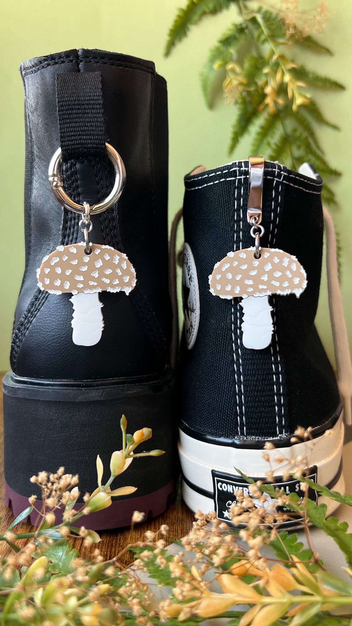 Brown Mushroom Shoe Accessory | Pull Loop, Shoe Charm, High Top Sneaker or Boot Clip, Shoe or Bag Keychain