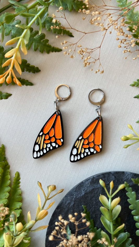 Butterfly Wing Earrings | Orange Monarch Acrylic Earrings