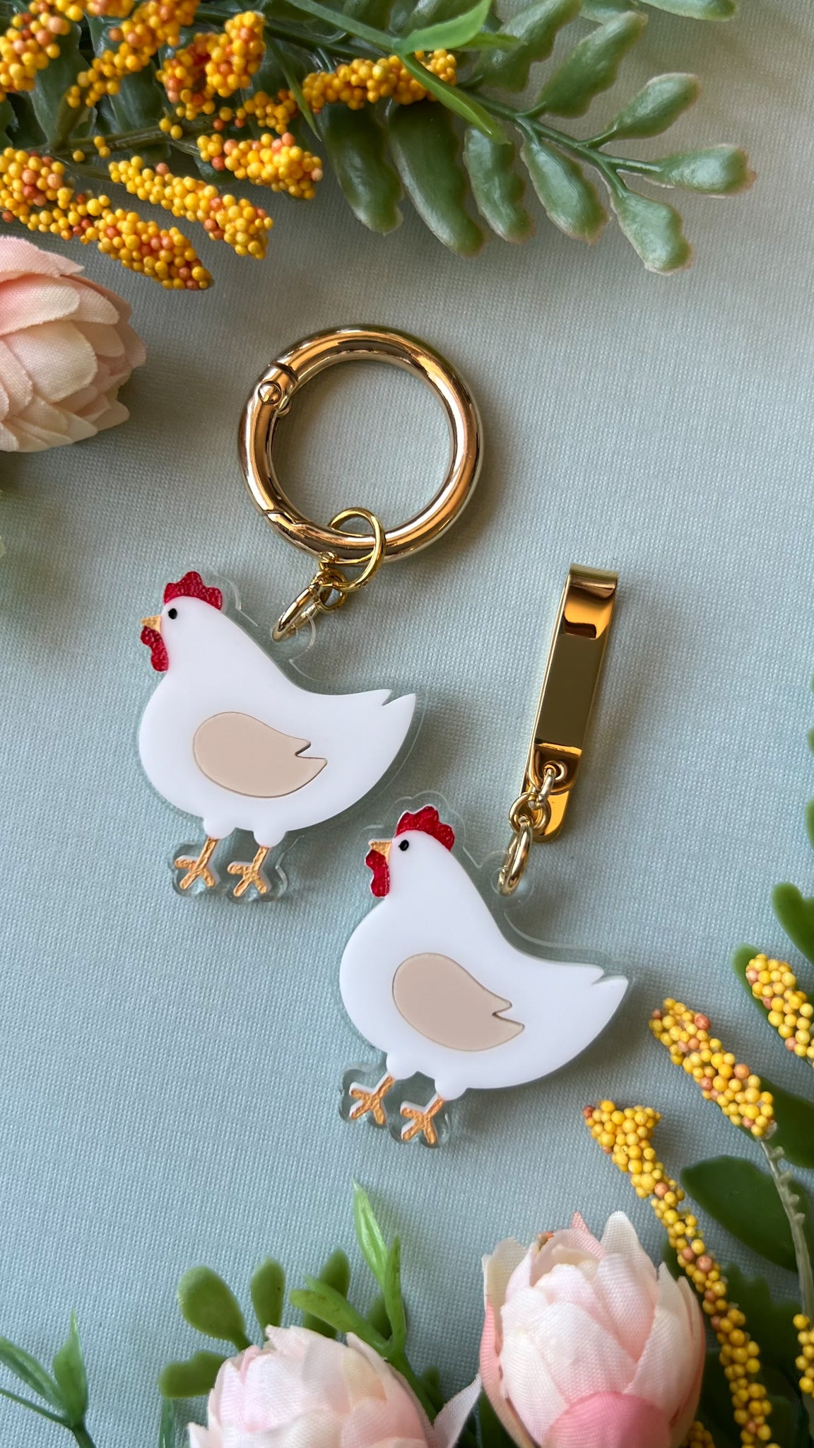 White Chicken Shoe Accessory | Pull Loop, Shoe Charm, High Top Sneaker or Boot Clip, Shoe or Bag Keychain
