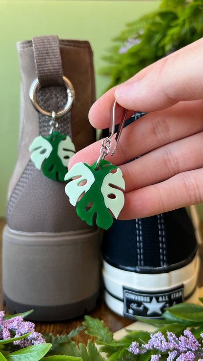 Monstera Leaf Shoe Accessory | Pull Loop, Shoe Charm, High Top Sneaker or Boot Clip, Shoe or Bag Keychain
