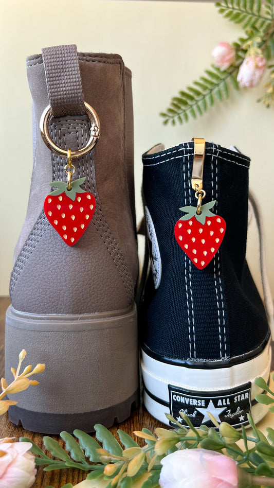 Strawberry Shoe Accessory | Pull Loop, Shoe Charm, High Top Sneaker or Boot Clip, Shoe or Bag Accessory