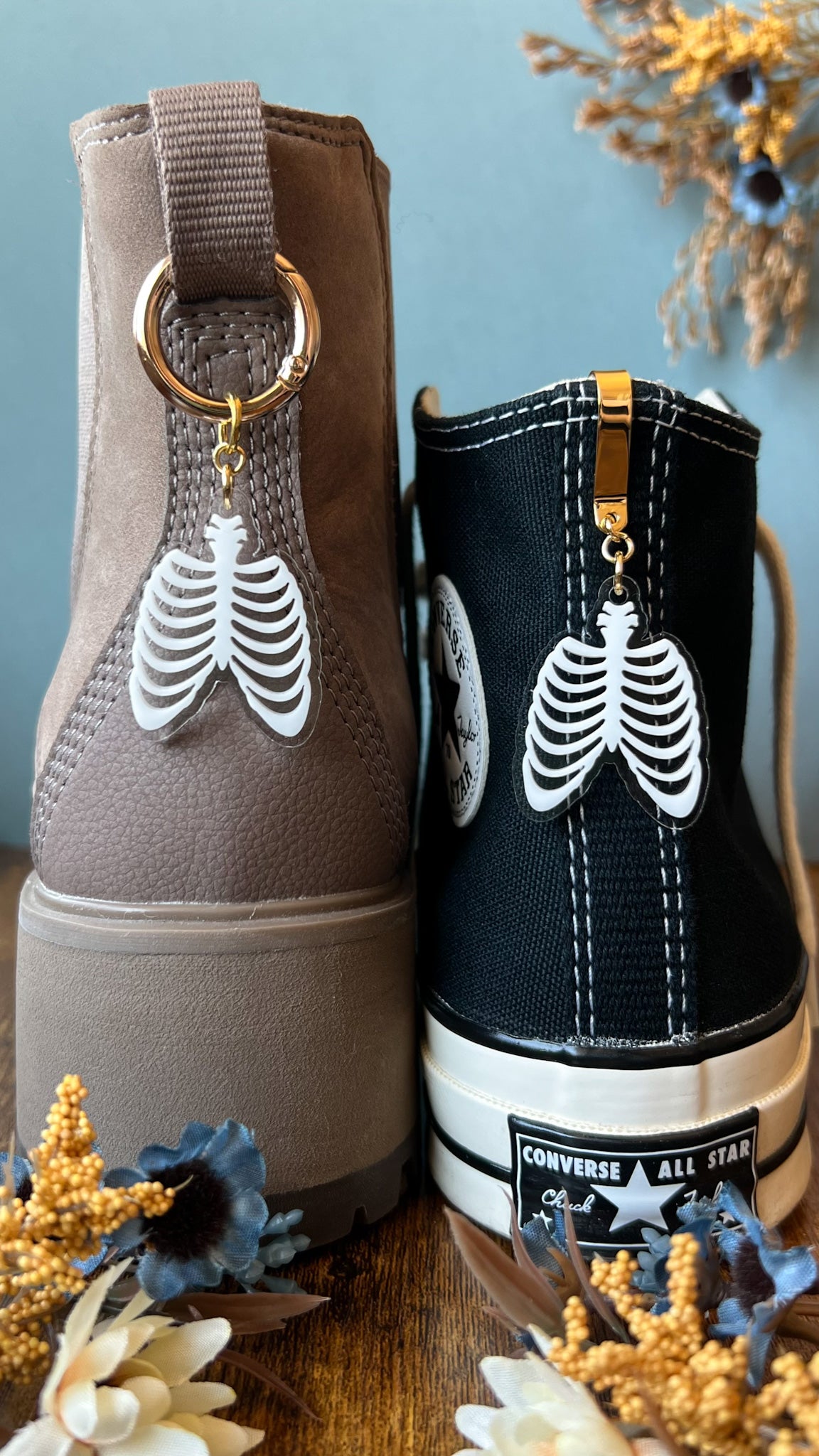 Skeleton Ribs Shoe Accessory | Pull Loop Boot Charm, Back of Shoe Charm, High Top Sneaker Clip or Boot Clip, Acrylic Shoe Keychain