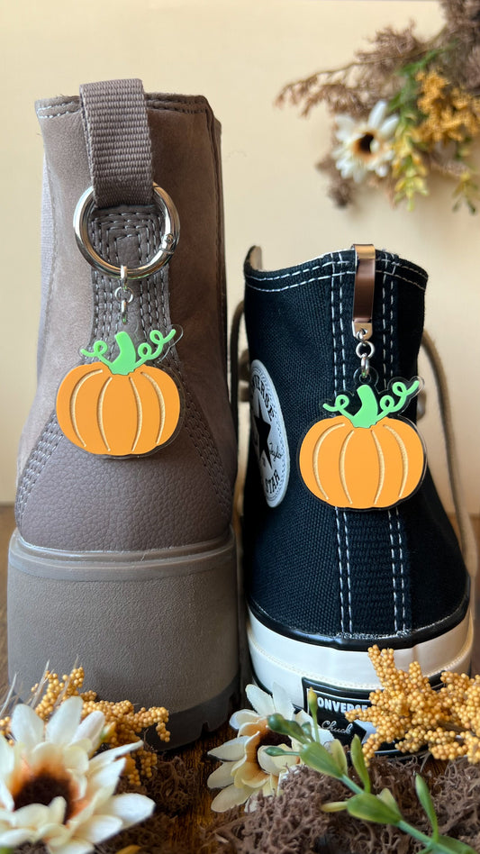 Swirly Stem Pumpkin Shoe Accessory | Pull Loop, Shoe Charm, High Top Sneaker or Boot Clip, Shoe or Bag Keychain