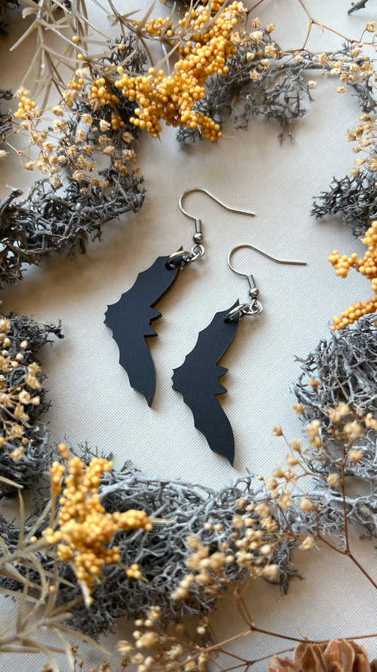 Bat Earrings | Simple Black Bat Halloween Acrylic Earrings