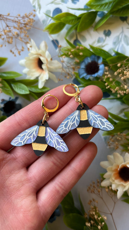 Bee Earrings | Bumble Bee Flying Insect Bug Acrylic Earrings