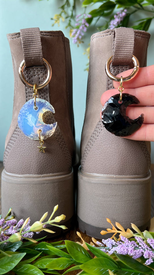 Crescent Crystal Moon Boot Charm