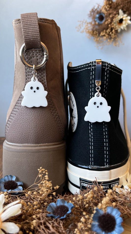 Spooked Ghost Shoe Accessory | Pull Loop Boot Charm, Shoe Charm, High Top Sneaker Clip or Boot Clip, Acrylic Shoe Keychain