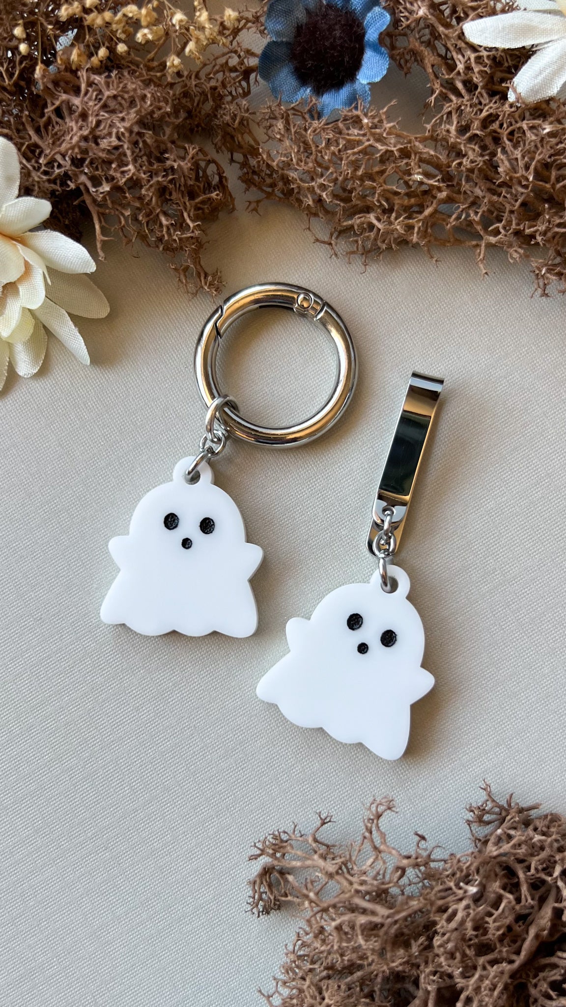 Spooked Ghost Shoe Accessory | Pull Loop Boot Charm, Shoe Charm, High Top Sneaker Clip or Boot Clip, Acrylic Shoe Keychain