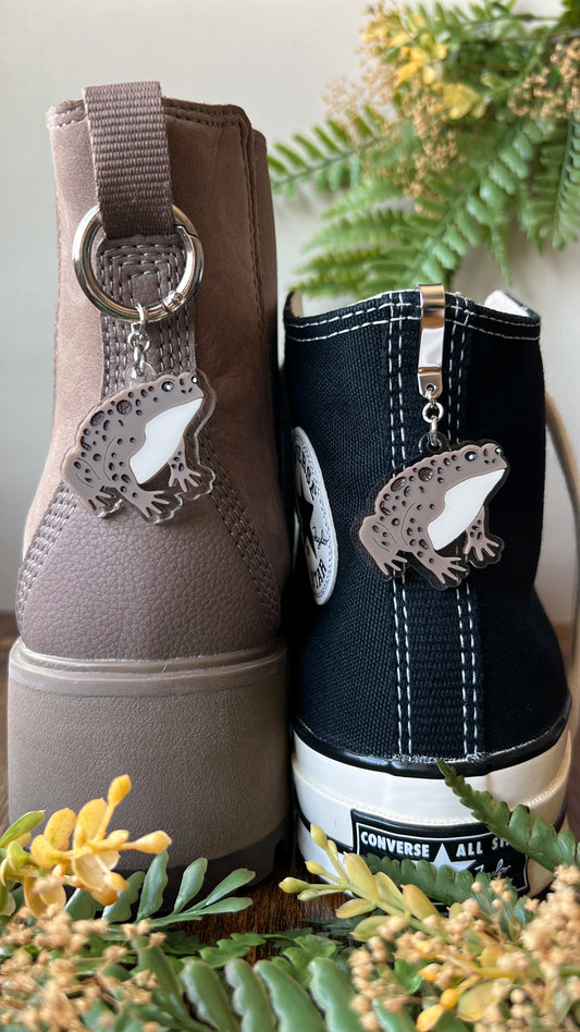 Brown Toad Shoe Accessory | Pull Loop Boot Charm, Shoe Charm, High Top Sneaker or Boot Clip, Acrylic Shoe Keychain