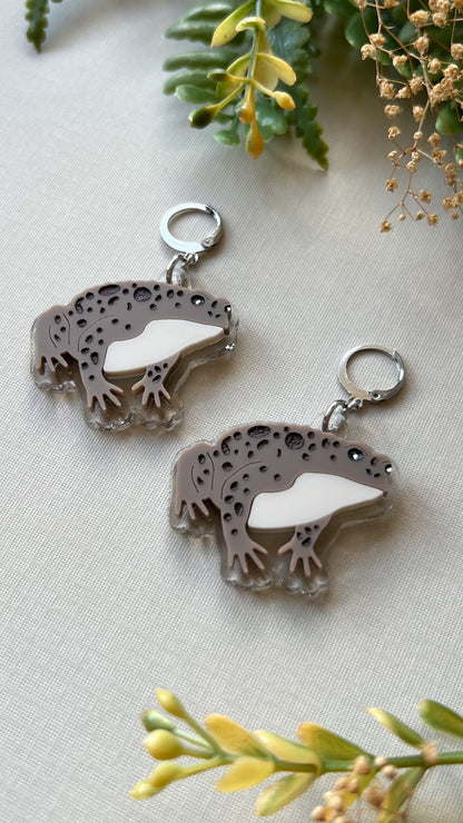 Plump Brown Toad Acrylic Earrings