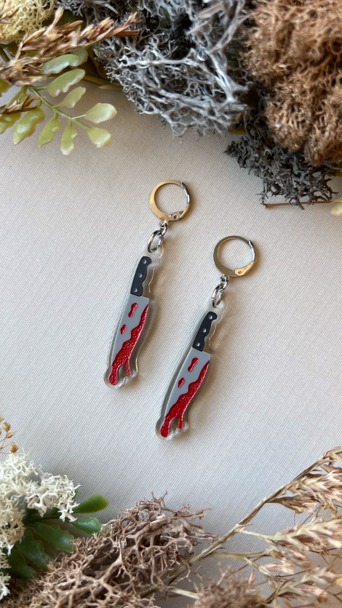 Bloody Kitchen Knife Earrings | Halloween Slasher Spooky Acrylic Earrings