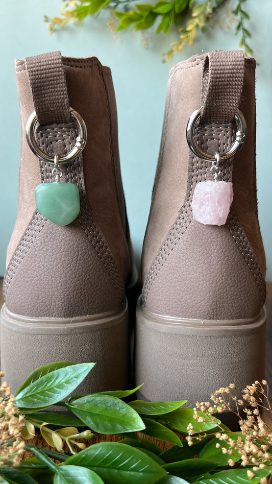 Raw or Tumbled Crystal Boot Charm, Pull Loop Shoe Accessory, Crystal Shoe Charm