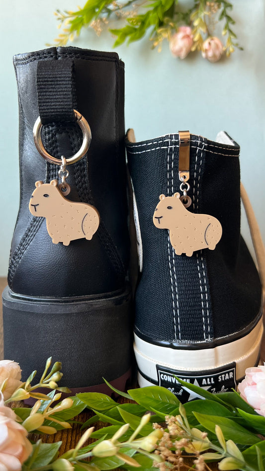 Capybara Shoe Accessory | Pull Loop Boot Charm, Shoe Charm, High Top Sneaker Clip or Boot Clip, Acrylic Shoe Keychain