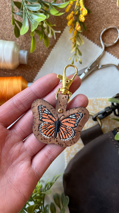 Monarch Butterfly Keychain \\ Embroidered Bag Charm