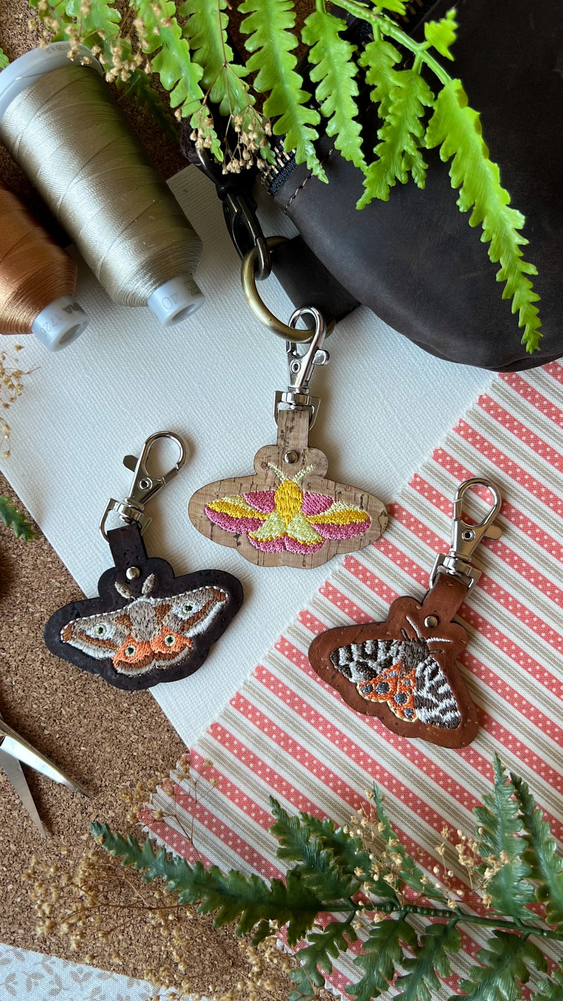 Moth Keychain \\ Embroidered Bag Charm