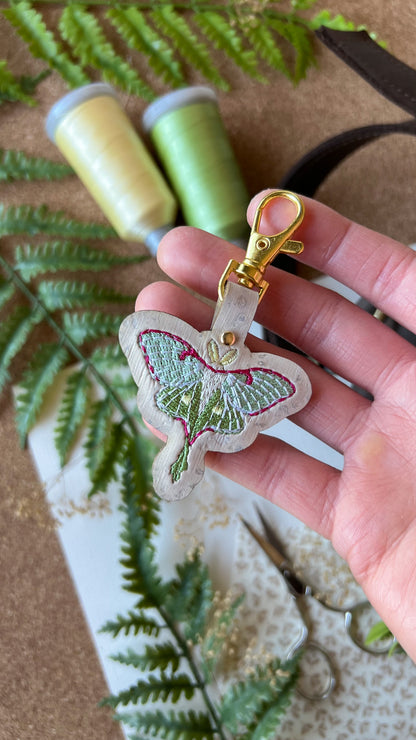 Luna Moth Keychain \\ Embroidered Bag Charm