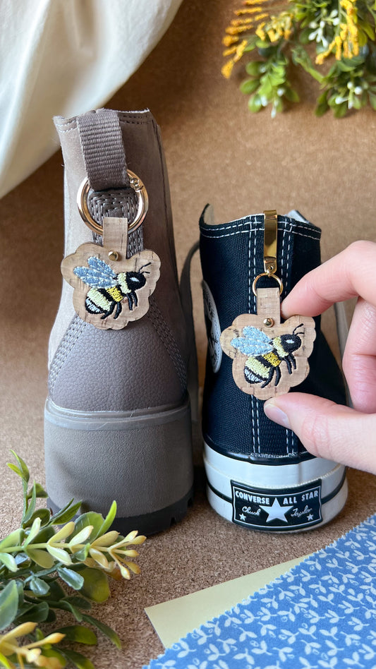 Bumble Bee Shoe Accessory | Embroidered Pull Loop Boot Charm, Shoe Charm, High Top Sneaker Clip or Boot Clip