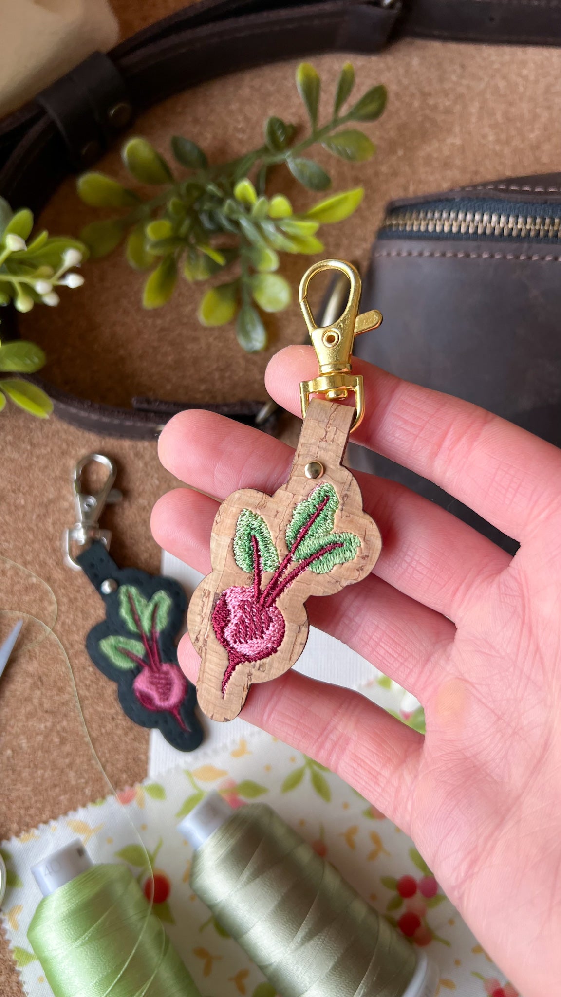 Beet Keychain \\ Embroidered Bag Charm