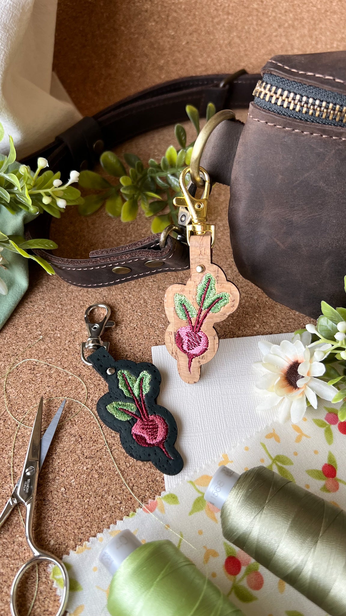 Beet Keychain \\ Embroidered Bag Charm