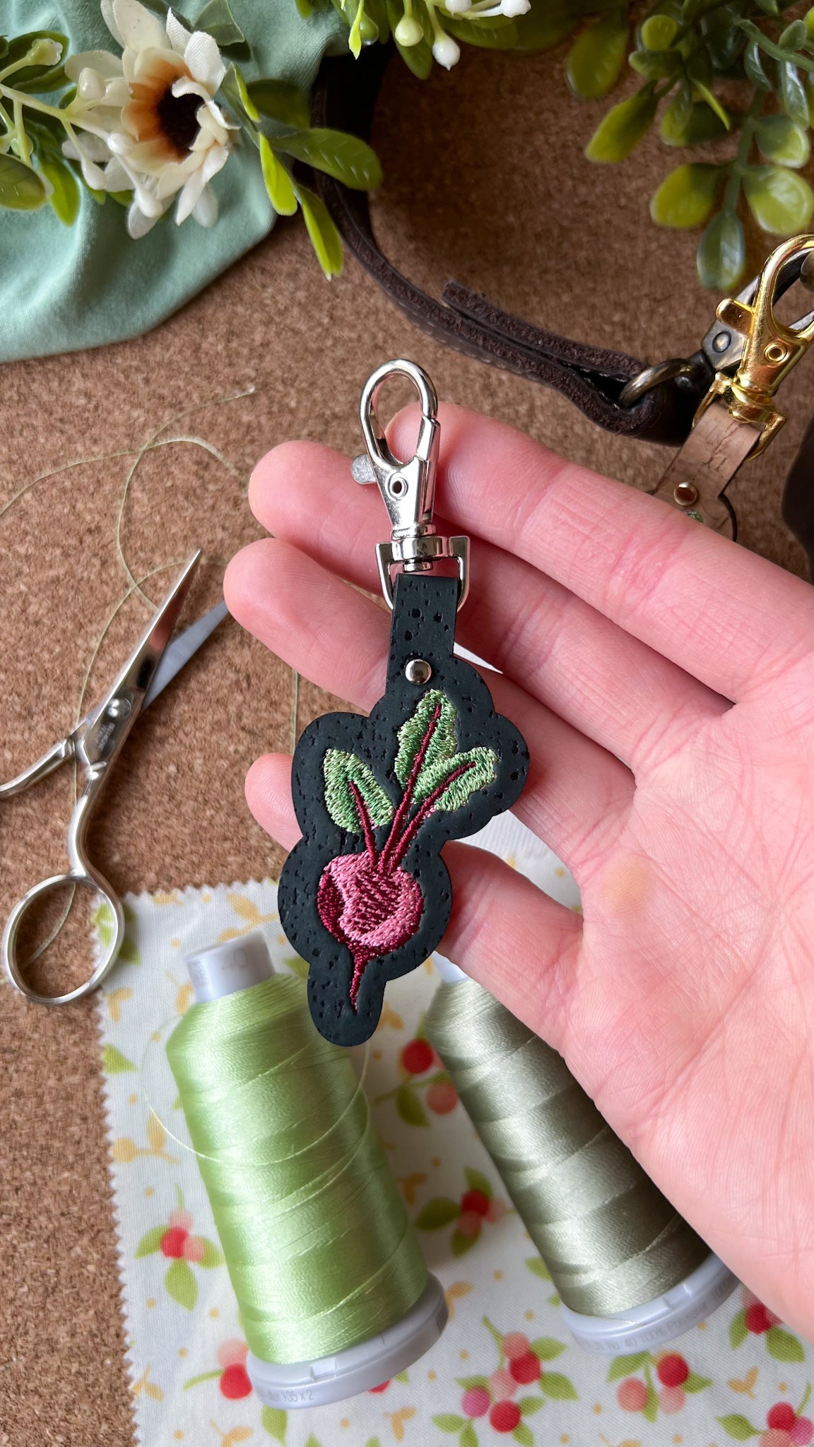 Beet Keychain \\ Embroidered Bag Charm