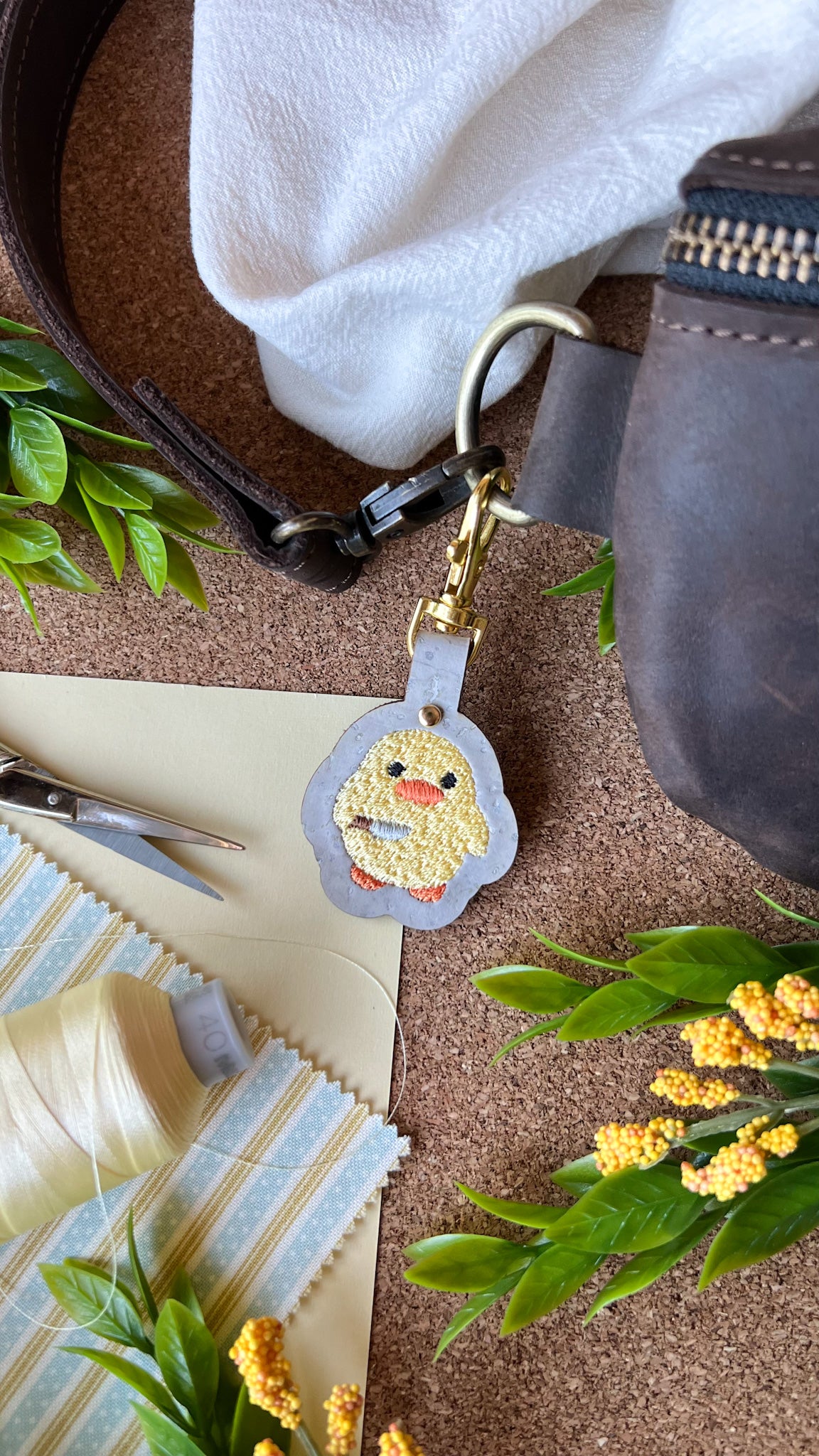 Stabby Duck Keychain \\ Embroidered Bag Charm