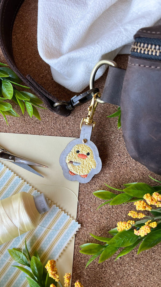 Stabby Duck Keychain | Embroidered Bag Charm