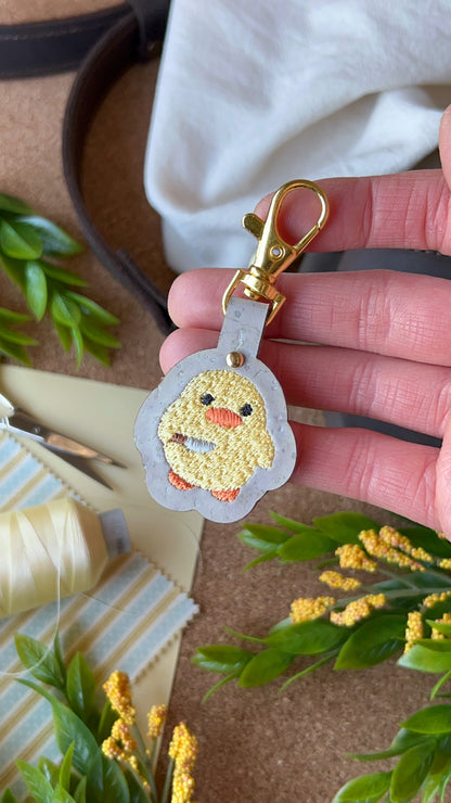 Stabby Duck Keychain \\ Embroidered Bag Charm