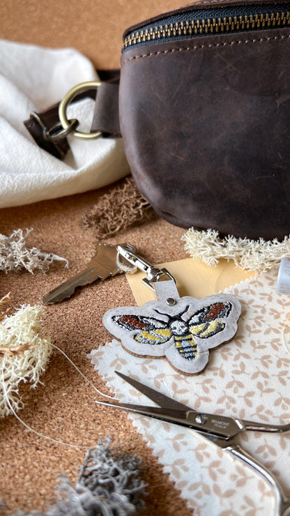 Death's Head Hawkmoth Keychain \\ Embroidered Bag Charm