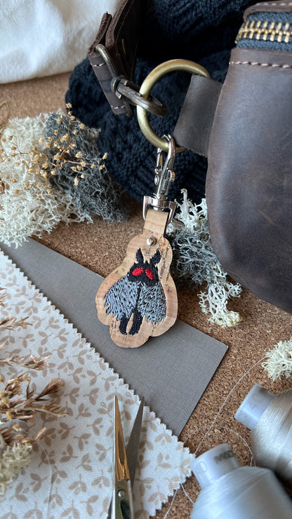 Mothman Cryptid Creature Keychain \\ Embroidered Bag Charm