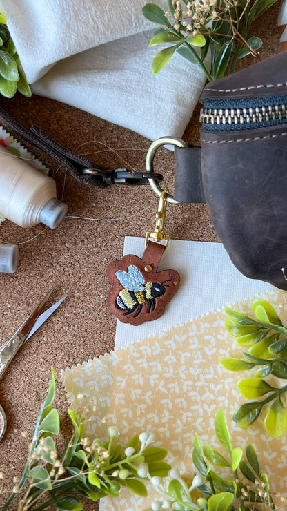 Bumble Bee Keychain \\ Embroidered Bag Charm