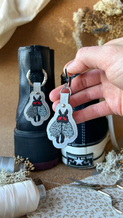 Mothman Cryptid Creature Shoe Accessory | Embroidered Pull Loop Boot Charm, Shoe Charm, High Top Sneaker Clip or Boot Clip