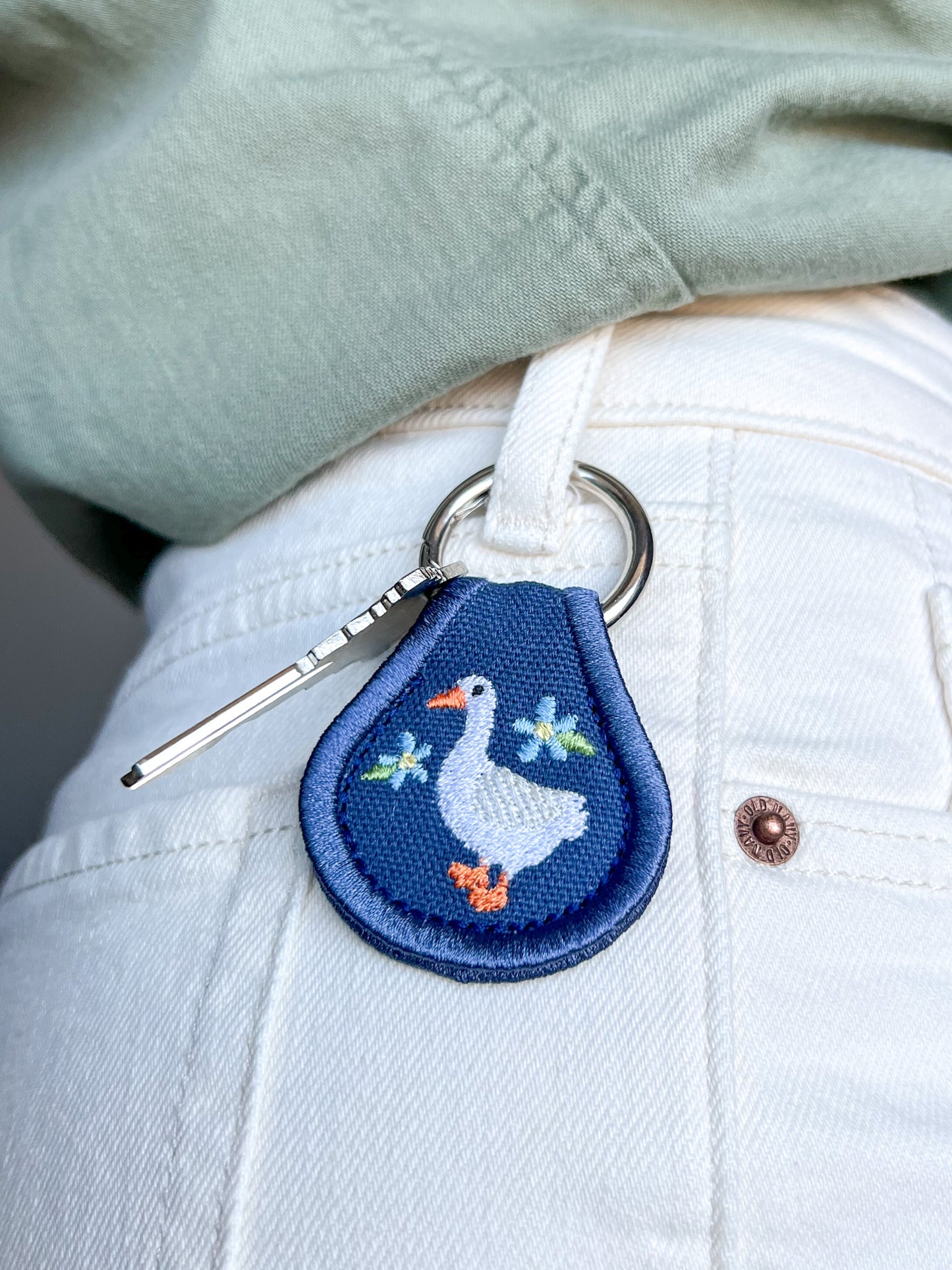 Goose with Flowers Accessory | Keychain, Bag Decoration, Boot Charm