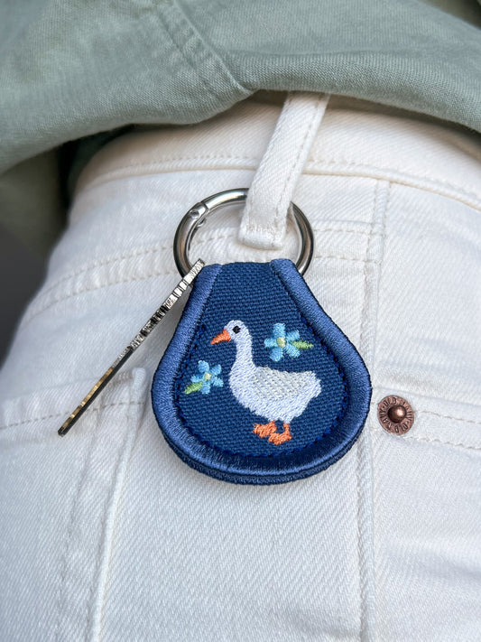 Goose with Flowers Accessory | Patch Keychain, Bag Decoration, Boot Charm