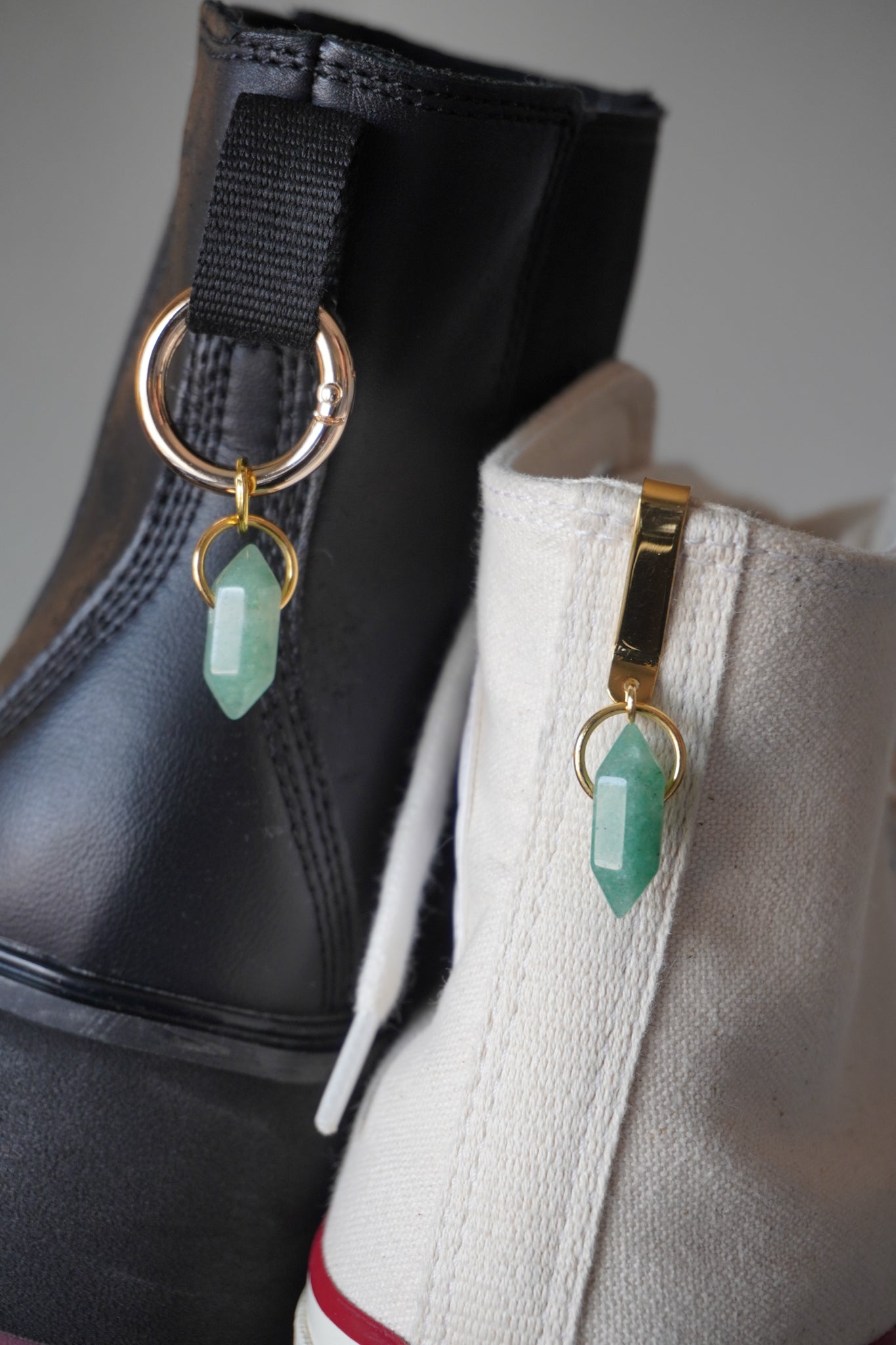 Mini Green Aventurine Crystal Shoe Accessory | Pull Loop, Shoe Charm, High Top Sneaker or Boot Clip, Shoe or Bag Keychain