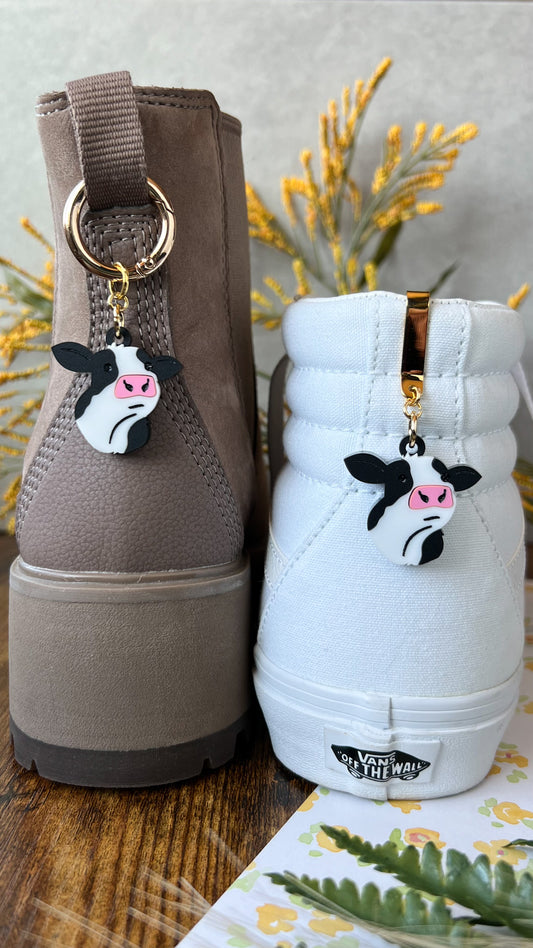 Milk Cow Shoe Accessory | Pull Loop, Shoe Charm, High Top Sneaker or Boot Clip, Shoe or Bag Keychain