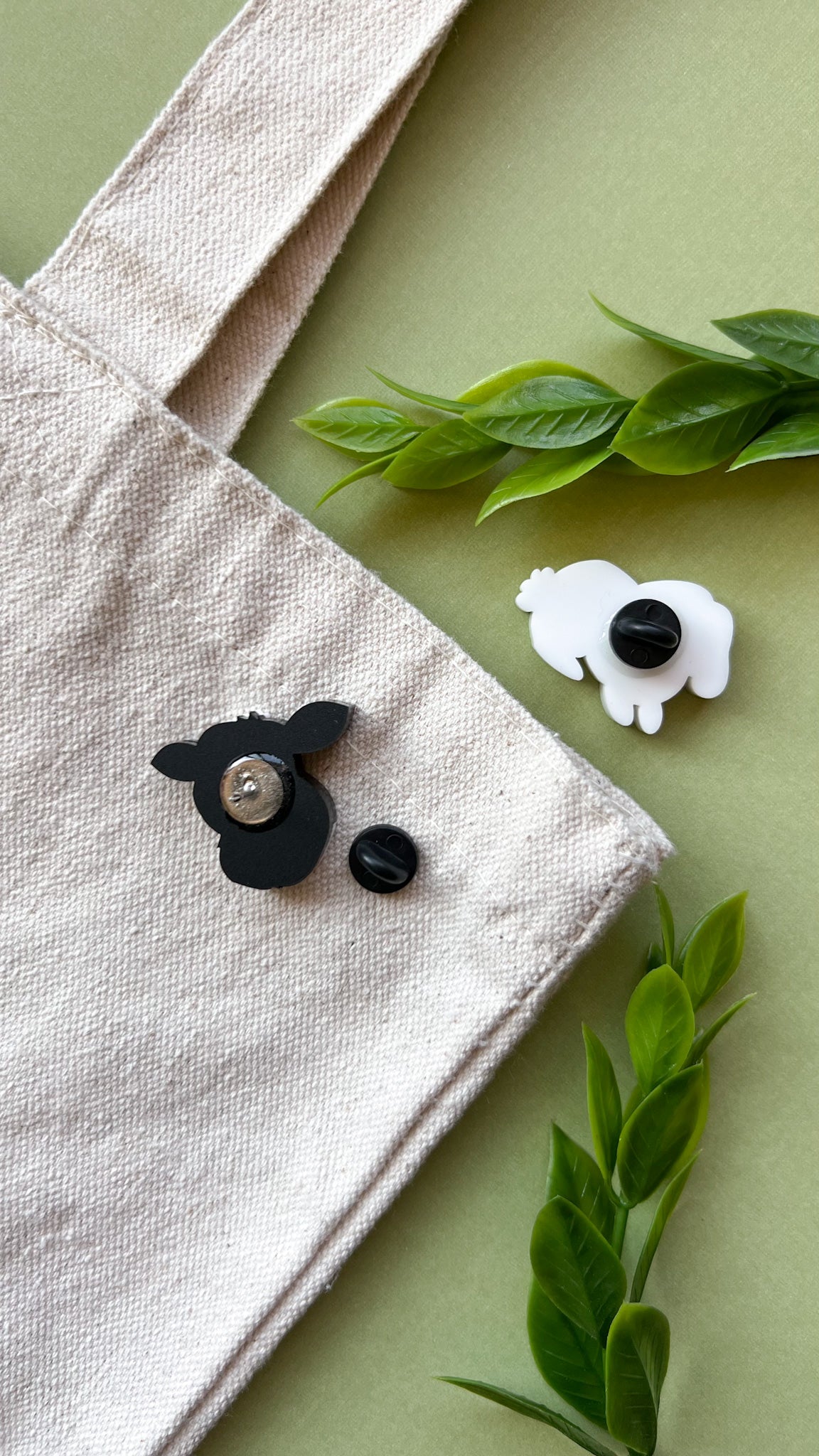 Black and White Milk Cow or Gray Bunny Rabbit | Acrylic Brooch Pins
