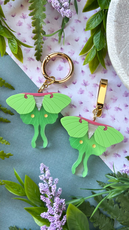 Luna Moth Glowing Shoe Accessory | Pull Loop, Shoe Charm, High Top Sneaker or Boot Charm, Shoe or Bag Keychain