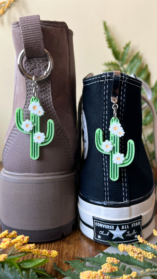 Cactus Bloom Shoe Accessory | Pull Loop, Shoe Charm, High Top Sneaker or Boot Clip, Shoe or Bag Keychain