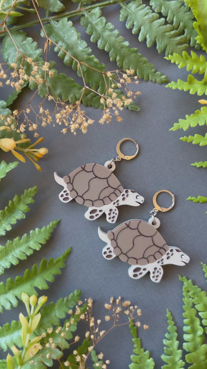 Tortoise Earrings | Brown Turtle Reptile Acrylic Earrings