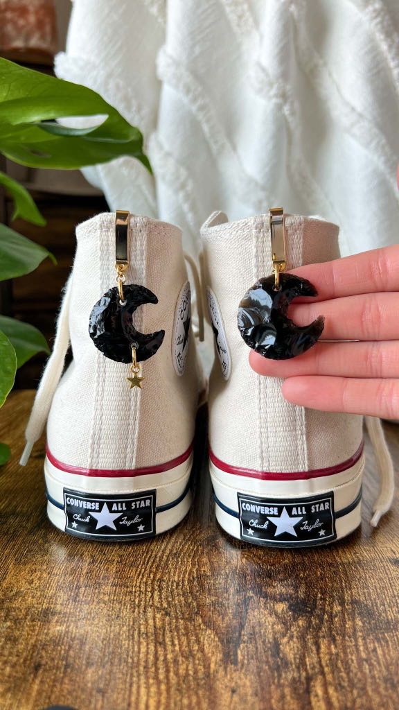 Crescent Crystal Moon Shoe Clips, Crystal Clips, High Top Sneaker